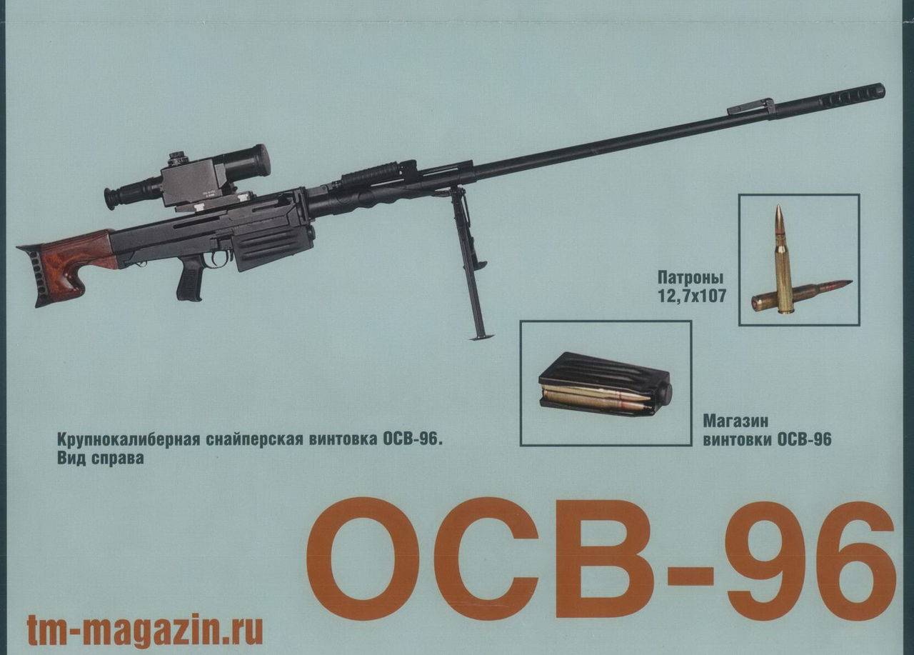 Осв 96 12.7 мм снайперская винтовка характеристики. снайперские винтовки россии. варианты и модификации