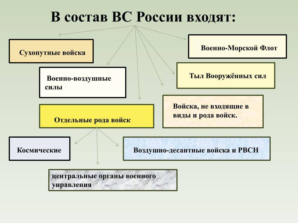 Структура, виды вооруженных сил России, их состав