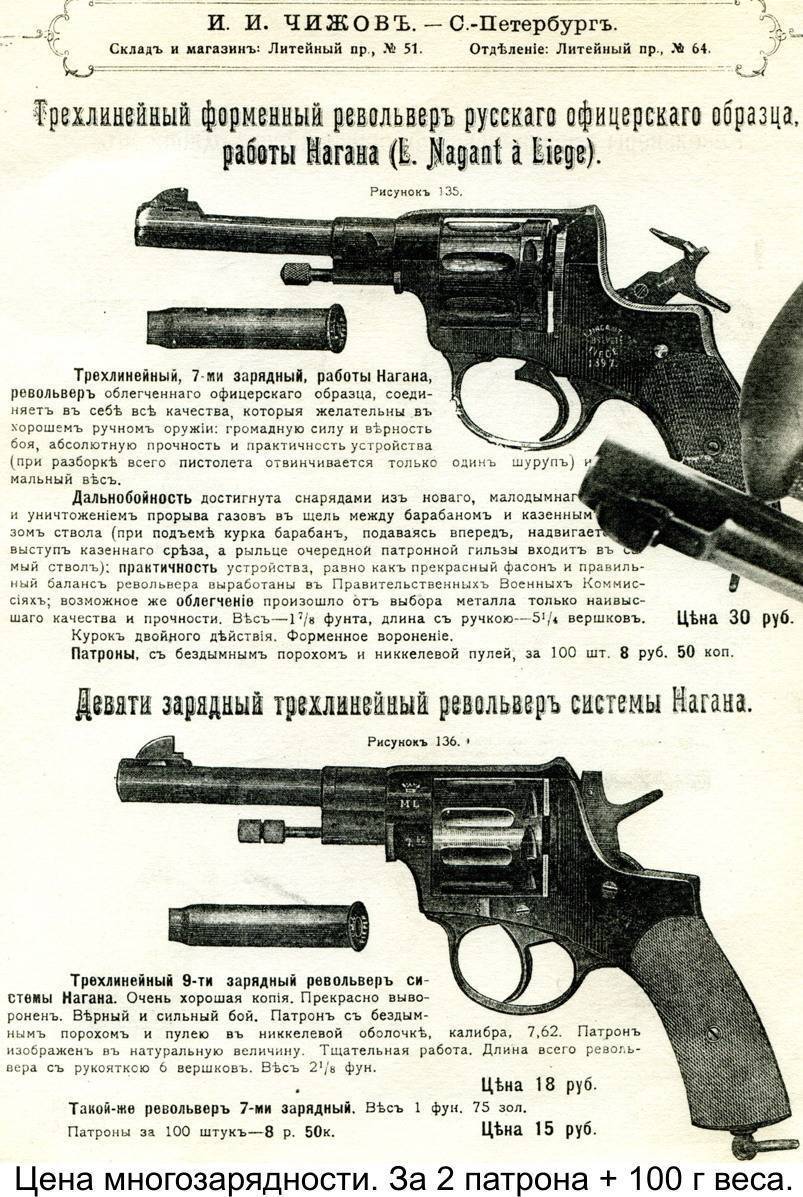 Револьвер системы наган калибр 7,62-мм обр. 1895 г. - характеристики, фото