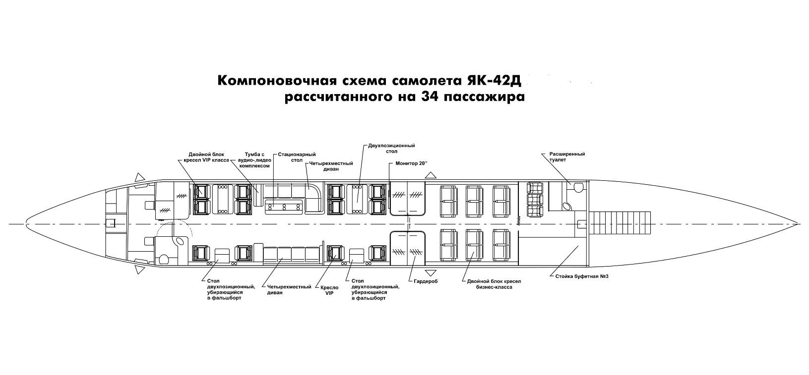 Технические характеристики и схема салона ту-154