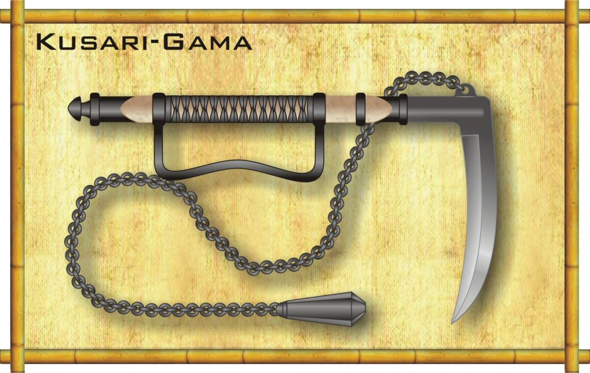 Кусаригама, японское оружие ниндзя, тяжелый и легкий типы, как фехтовать, чтобы обезоружить, травмировать или обездвижить, какую роль сыграла в истории