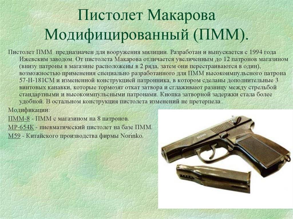 Пмм - пистолет макарова модернизированный ттх, фото и описание