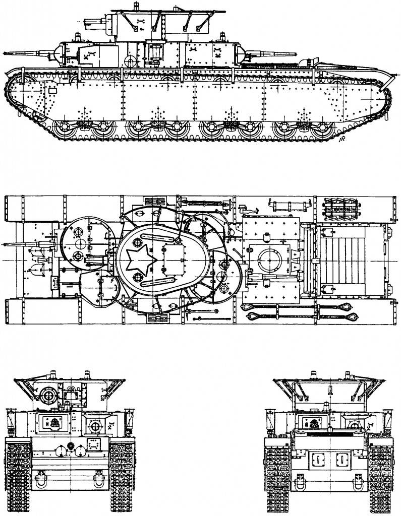 Тяжелый  пятибашенный  танк т-35.